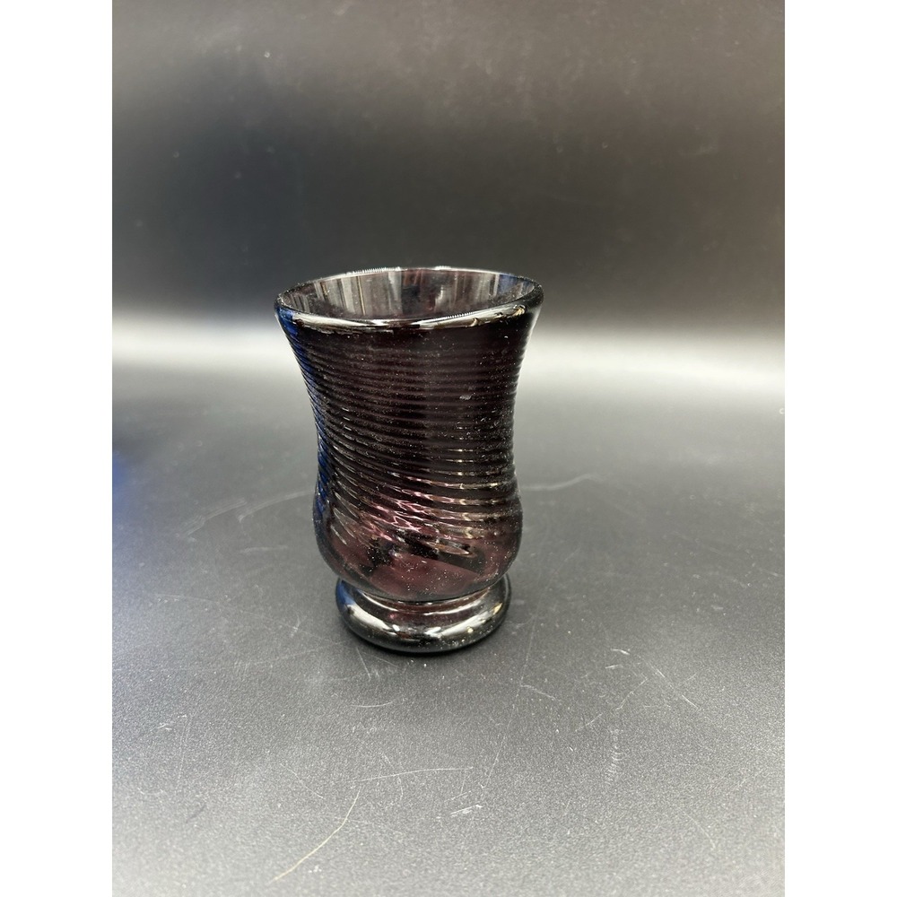 Unbranded Home Amethyst Swirl Hand Blown Flared Tumbler Glass 4.5" Vintage
